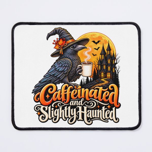 Item preview, Caffeinated and Slightly Haunted Witchy Raven designed and sold by BakersTees.