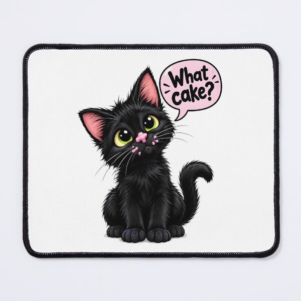 Item preview, Black Cat What Cake Guilty Cartoon Humor designed and sold by Artmares.