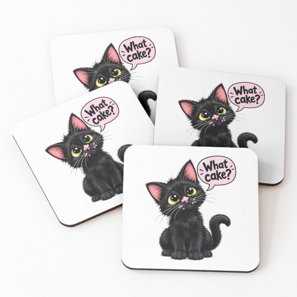 Item preview, Black Cat What Cake Guilty Cartoon Humor designed and sold by Artmares.