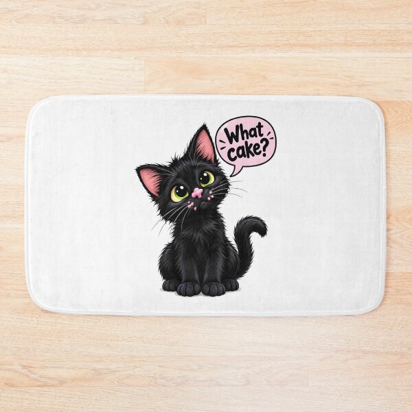Item preview, Black Cat What Cake Guilty Cartoon Humor designed and sold by Artmares.