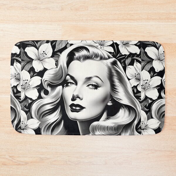 Item preview, Veronica Lake - Oblique Ink and Floral #24015 - Hollywood Legends Art Nouveau Illustration designed and sold by centuryretromedia.