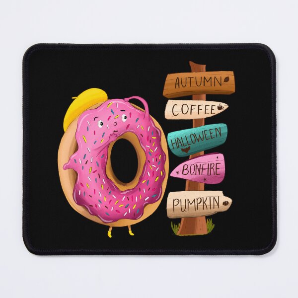 Item preview, Cute Autumn Signpost and Pink Donut Illustration designed and sold by DigiBlossom.