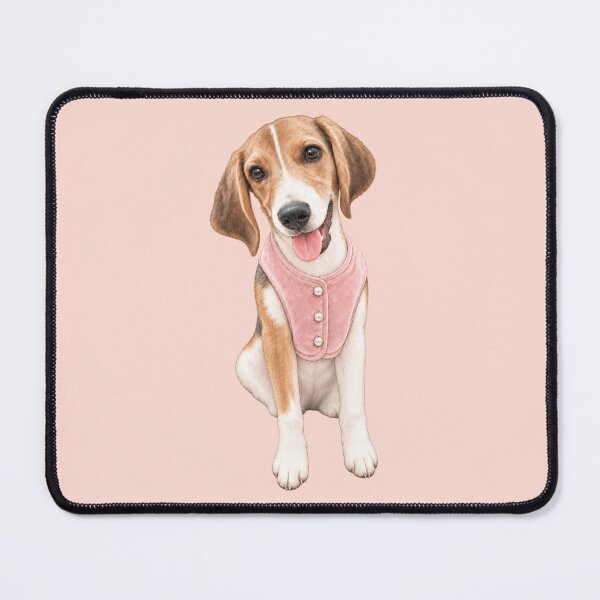 Item preview, Cute Watercolor Hound Puppy Dog in Pink Button Vest designed and sold by RescueHeart10.