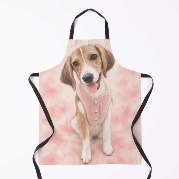 Item preview, Cute Watercolor Hound Puppy Dog in Pink Button Vest designed and sold by RescueHeart10.