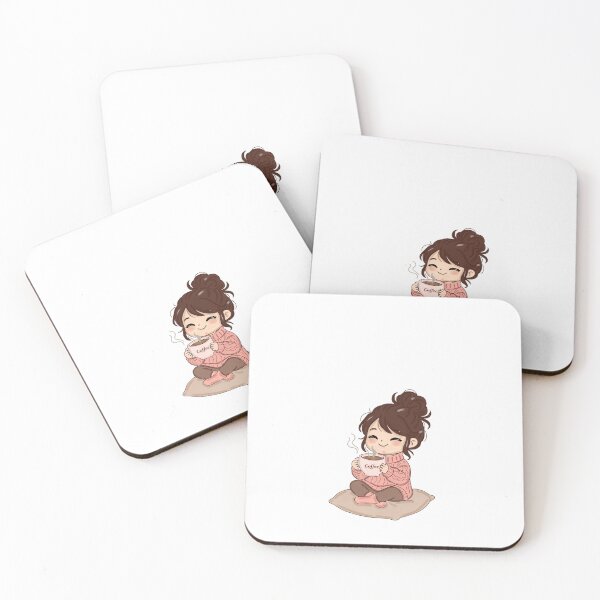 Item preview, Cozy Kawaii Girl with Hot Coffee – Cute Autumn & Winter Digital Art Sticker designed and sold by Kanikawaii.