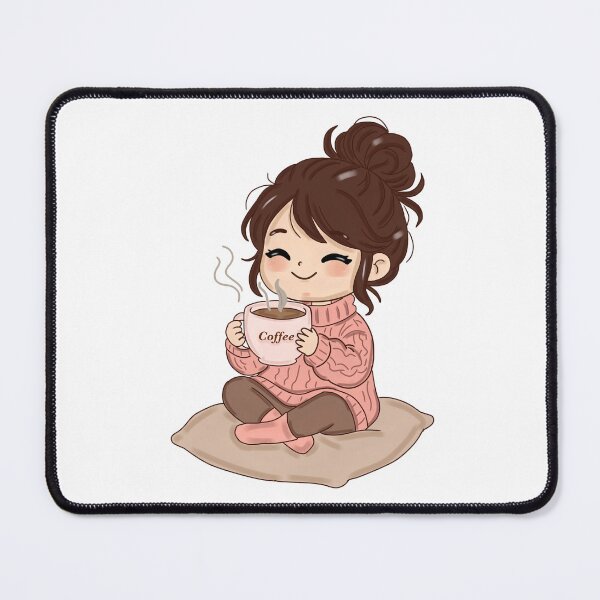 Item preview, Cozy Kawaii Girl with Hot Coffee – Cute Autumn & Winter Digital Art Sticker designed and sold by Kanikawaii.