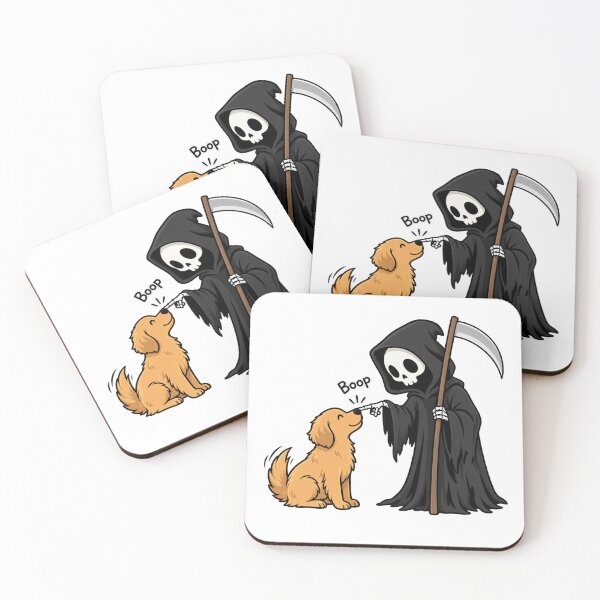 Item preview, Grim Reaper Boops a Golden Retriever designed and sold by BakersTees.