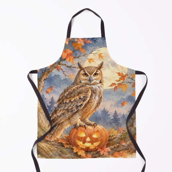 Item preview, Halloween Owl and Jack O Lantern Watercolor Style designed and sold by Spark & Shadow.
