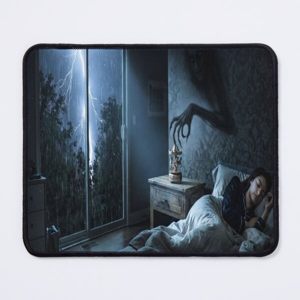 Item preview, Creepy Shadow Entity Haunting Sleeping Person During Thunderstorm Digital Art designed and sold by AfresStudio.