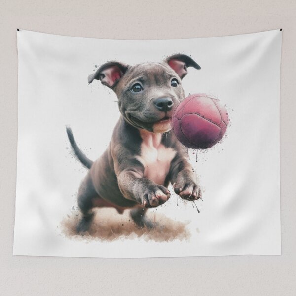 Item preview, Cute Staffy Puppy Playing with Ball designed and sold by MaedK.