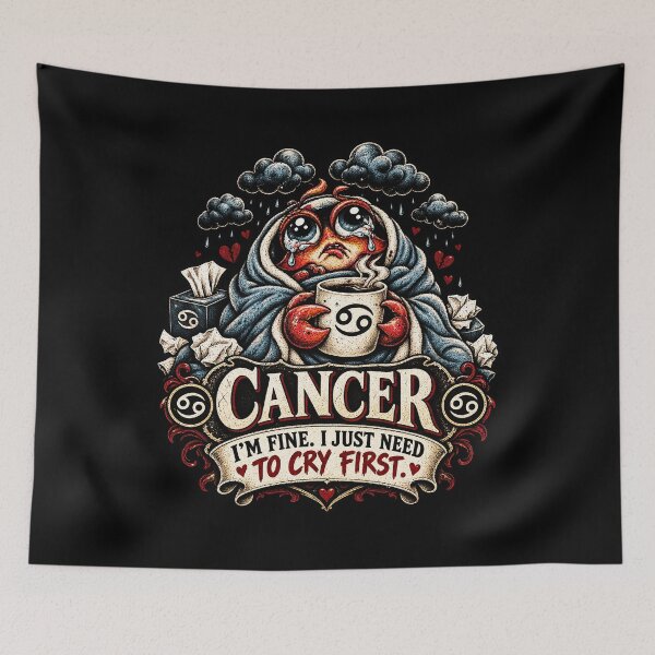 Item preview, Cancer Zodiac Sign Gothic Crab – I'm Fine I Just Need To Cry First designed and sold by TheInkRaven.