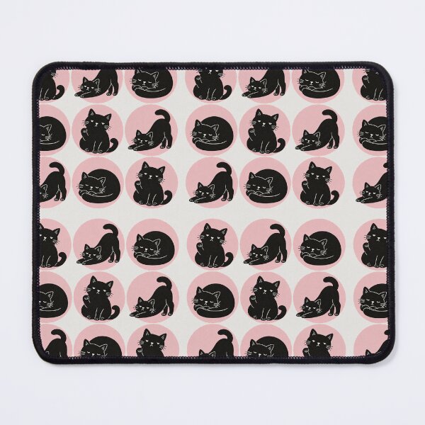 Item preview, Nine Black Cats in Pink Circles — Cute Cat Pattern designed and sold by MIKRULA.