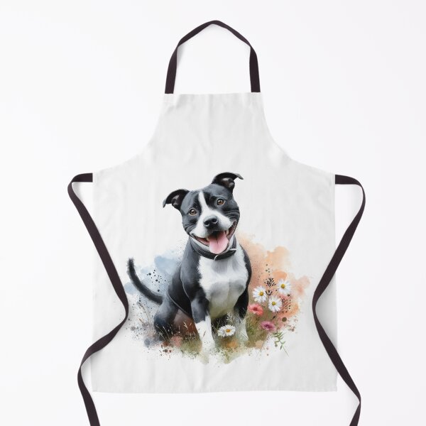 Item preview, Black and White Staffy Watercolor Portrait designed and sold by MaedK.