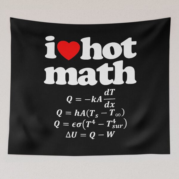 Item preview, I Love Hot Math Heat Equation STEM Geek Graphic White Text designed and sold by MathWare MathClips.