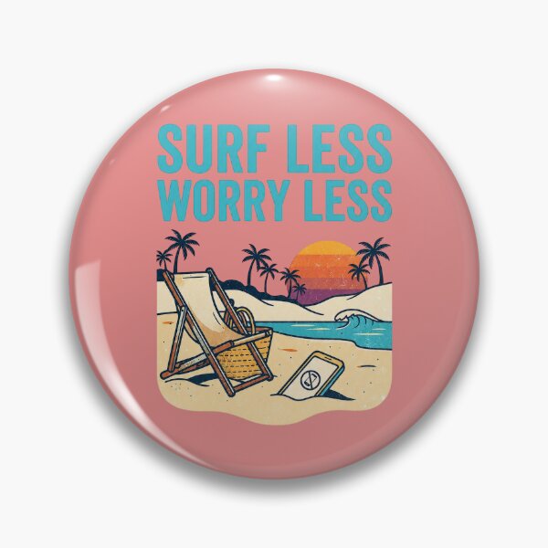 Item preview, Surf Less Worry Less Retro Beach Vacation Digital Detox Sunset designed and sold by FrozenFits.