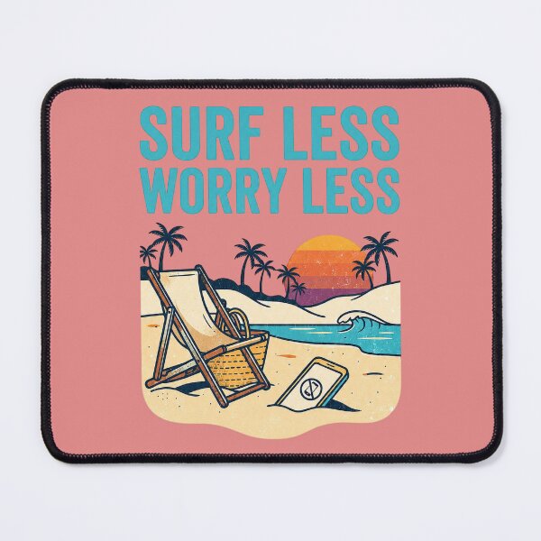 Item preview, Surf Less Worry Less Retro Beach Vacation Digital Detox Sunset designed and sold by FrozenFits.