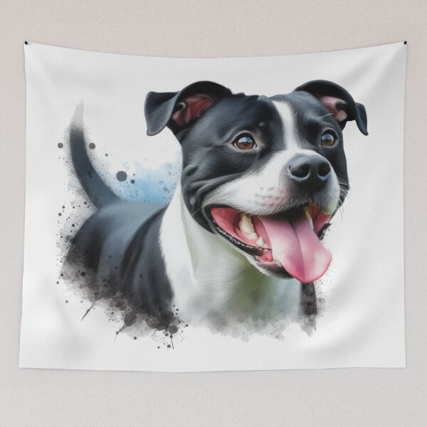 Item preview, Black and White Staffy Portrait designed and sold by MaedK.