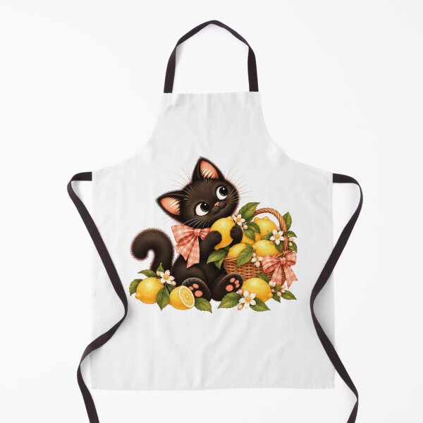 Item preview, Cute Black Cat with Lemons – Sweet Summer Harvest designed and sold by INVITOARTE.