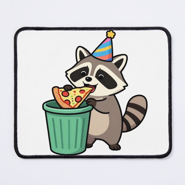 Item preview, Funny Trash Panda Raccoon Pizza Party Retro designed and sold by Thompika.