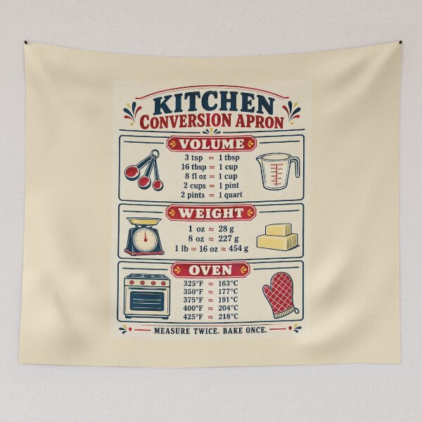 Item preview, Kitchen Conversion Apron – Baking Measurement Cheat Sheet designed and sold by astersgraphics.