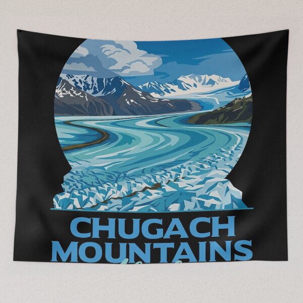 Item preview, Chugach Mountains Alaska Glacier Vintage Art designed and sold by LinaValearte.