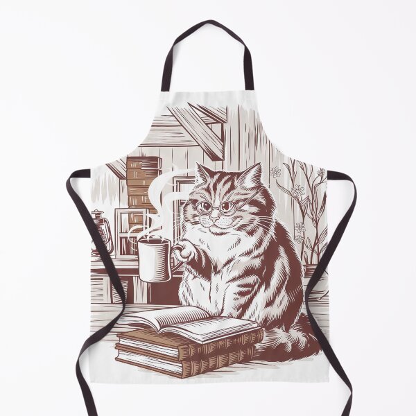 Item preview, Cozy Bookish Cat Coffee & Reading Cottagecore designed and sold by Thompika.