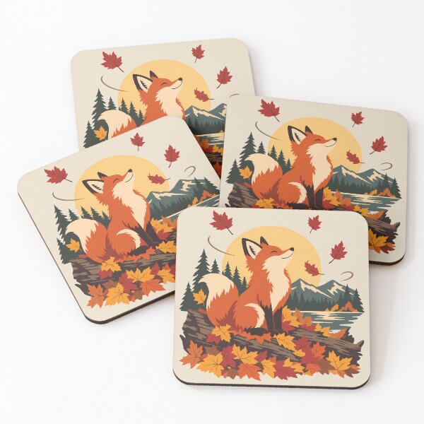 Item preview, Autumn Cute Fox Lake Forest Landscape Nature Graphic designed and sold by karamram.