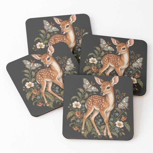 Item preview, Vintage Fawn Moths and Wildflowers designed and sold by -DEEWOLF-.