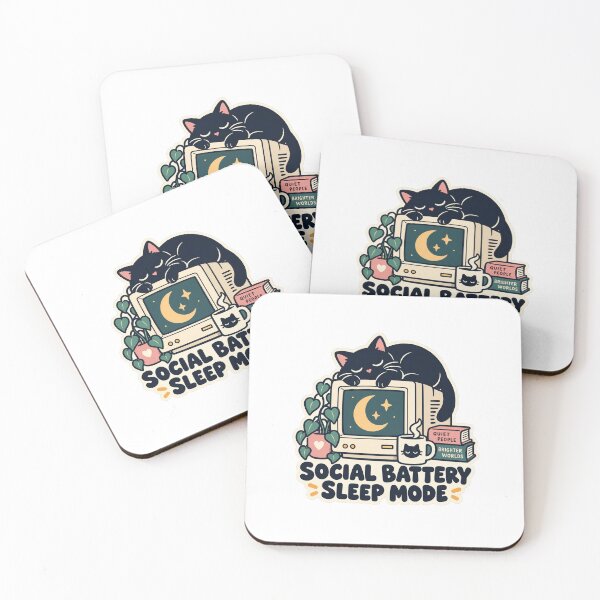 Item preview, Social Battery Sleep Mode Retro Computer Cat designed and sold by RainlitRooms.