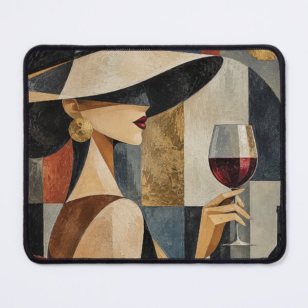 Item preview, Abstract Elegant Woman with Red Wine – Geometric Modern Art designed and sold by Gold Turtle Lina.