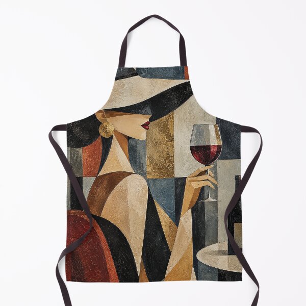 Item preview, Abstract Elegant Woman with Red Wine – Geometric Modern Art designed and sold by Gold Turtle  Lina.