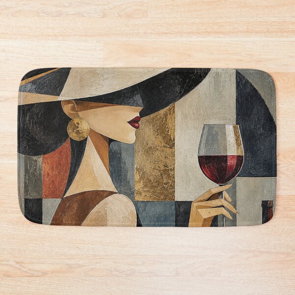 Item preview, Abstract Elegant Woman with Red Wine – Geometric Modern Art designed and sold by Gold Turtle  Lina.