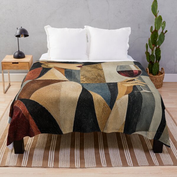 Item preview, Abstract Elegant Woman with Red Wine – Geometric Modern Art designed and sold by Gold Turtle  Lina.