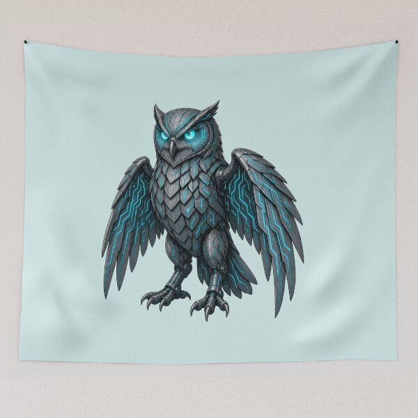 Item preview, Vigilant Knowledge | Mech Owl Turquoise designed and sold by design-rebell.
