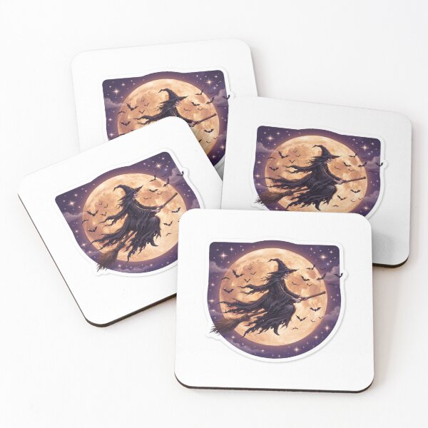 Item preview, Title: She Rides the Witching Hour — Halloween Witch Broomstick Sticker designed and sold by AbbasSaqib.