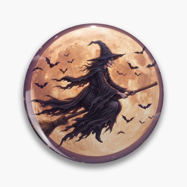 Item preview, Title: She Rides the Witching Hour — Halloween Witch Broomstick Sticker designed and sold by AbbasSaqib.