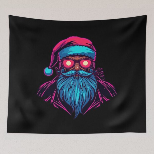 Item preview, Synthwave Neon Glowing Santa Claus Vector designed and sold by LazyDayzCo.