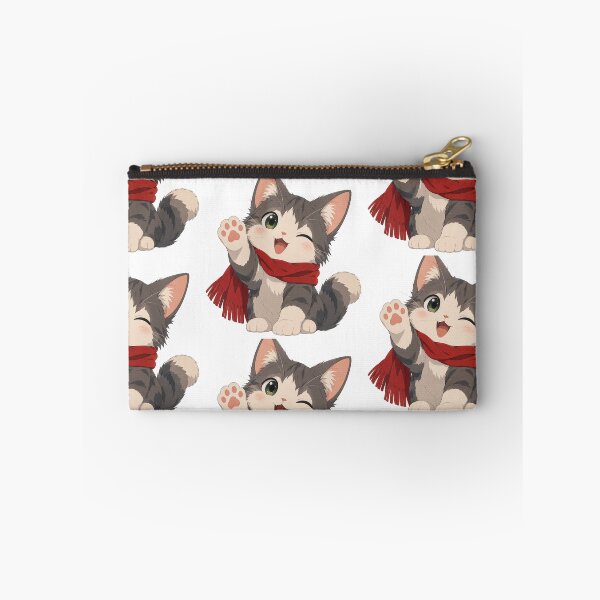 Item preview, Cute Winking Cat Red Scarf Anime Art designed and sold by Gold Turtle  Lina.
