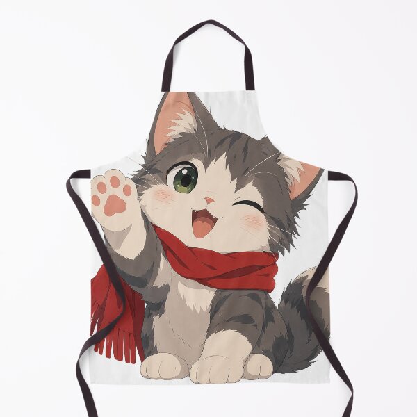Item preview, Cute Winking Cat Red Scarf Anime Art designed and sold by Gold Turtle  Lina.