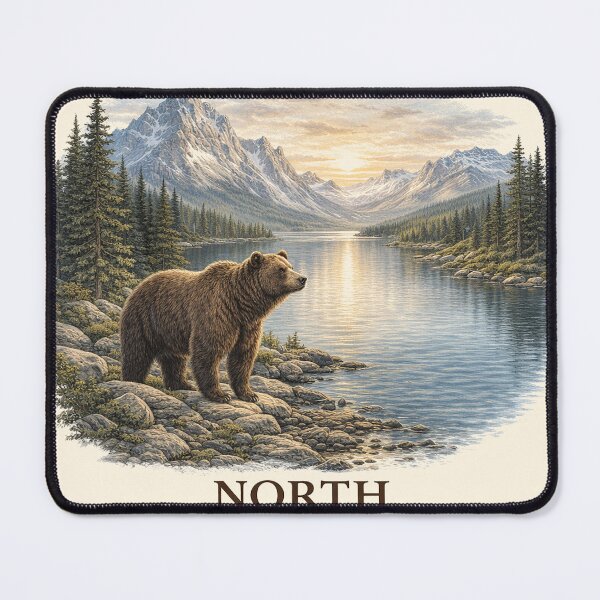 Item preview, Grizzly Bear Mountain Lake Sunset designed and sold by SassCity.
