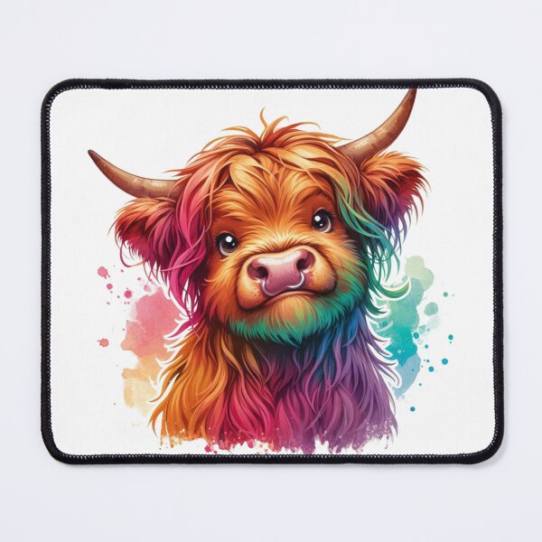 Item preview, Cute Scottish Baby Highland Cow Calf Colorful Watercolor designed and sold by MaedK.