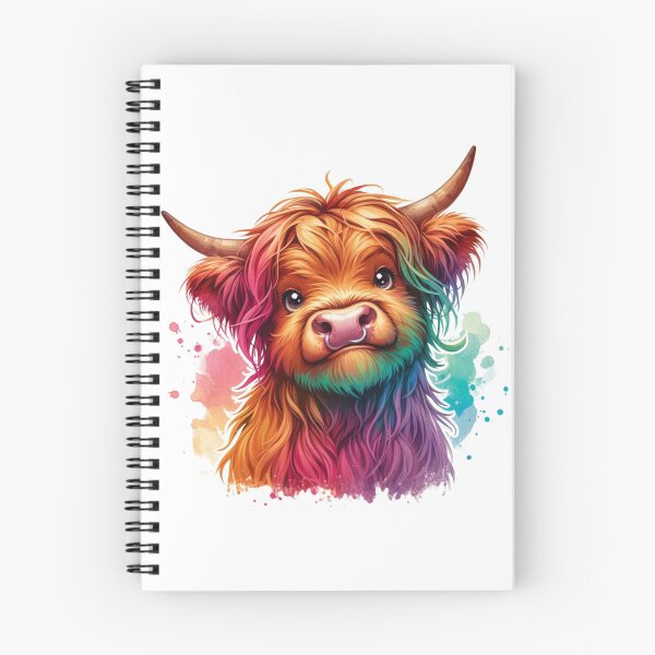 Item preview, Cute Scottish Baby Highland Cow Calf Colorful Watercolor designed and sold by MaedK.