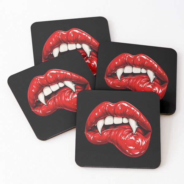 Item preview, Vampire Fangs Biting Red Lips 1960s Comic Pop Art designed and sold by Felinefinesse.