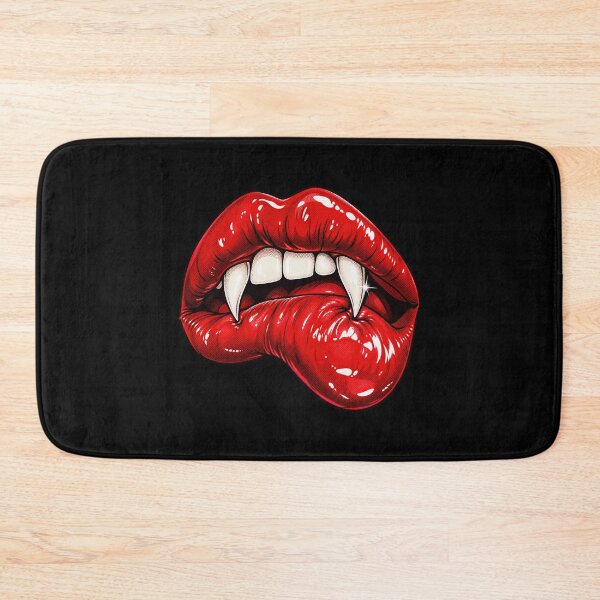 Item preview, Vampire Fangs Biting Red Lips 1960s Comic Pop Art designed and sold by Felinefinesse.