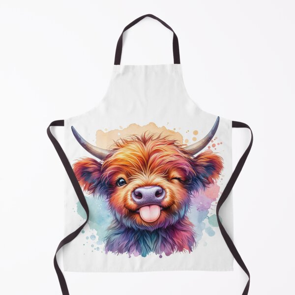 Artikelvorschau, Niedliche Schottische Baby Highland Kuh Kalb Ziehen Lustige Gesichter Bunte Aquarell entworfen und verkauft von MaedK.