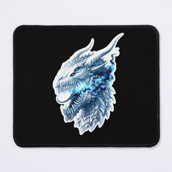 Item preview, Frost Wyrm White Ice Dragon Blue Flame Dark Fantasy Sticker designed and sold by bug4j_DragonLab.