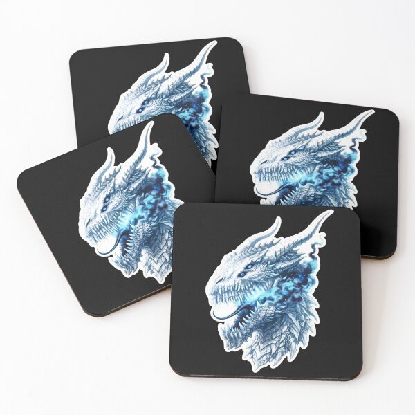 Item preview, Frost Wyrm White Ice Dragon Blue Flame Dark Fantasy Sticker designed and sold by bug4j_DragonLab.