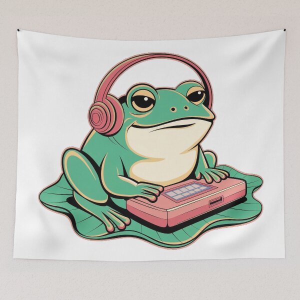 Item preview, Retro Gamer Frog Playing Vintage Video Games 70s designed and sold by Thompika.