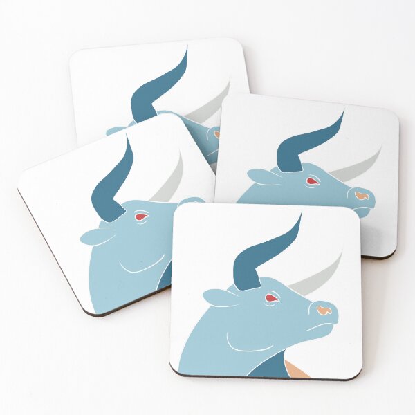 Item preview, Blue Bull Head - Bold Abstract Bull Illustration designed and sold by iampaulmorris.