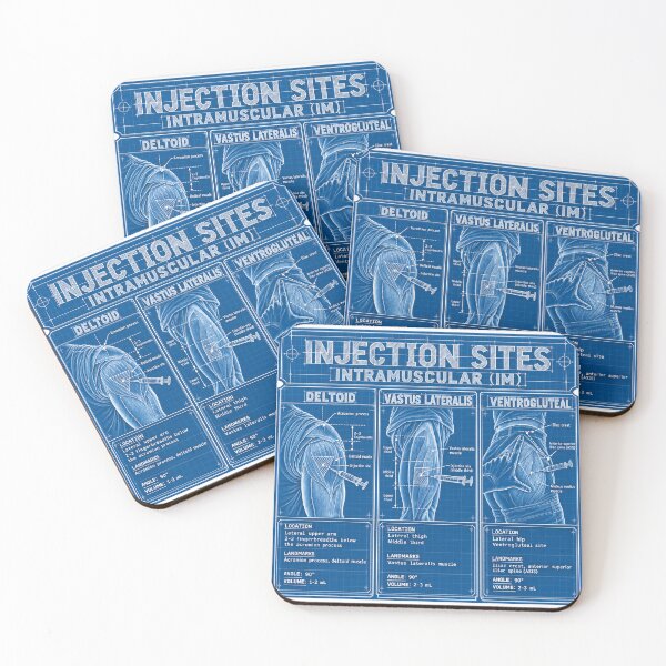 Item preview, Injection Sites Blueprint Intramuscular Nursing Student Sticker designed and sold by isokinetic.